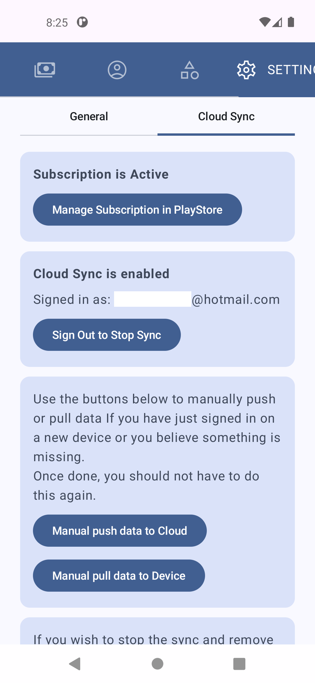Signed in screenshot Signed in screenshot