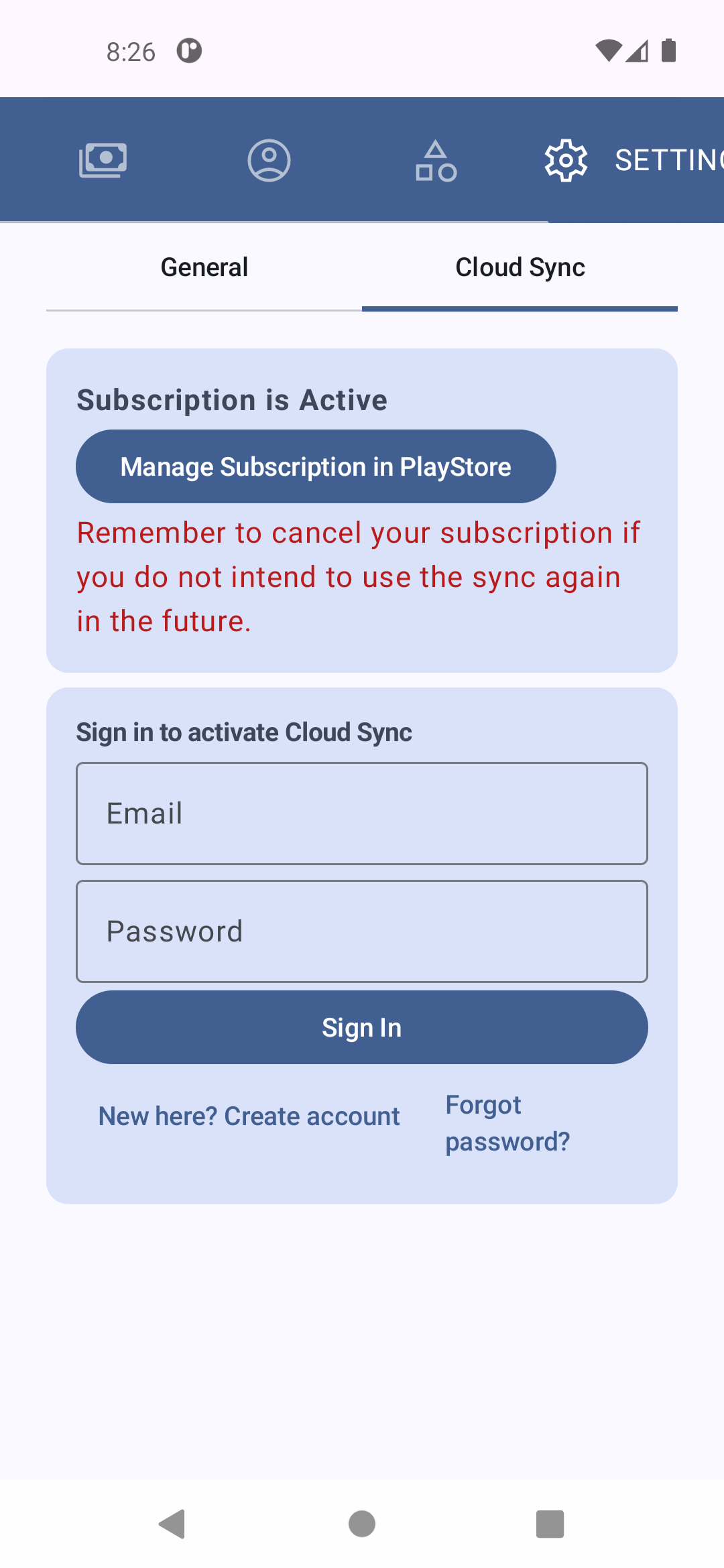 Sign-in screenshot Sign-in screenshot